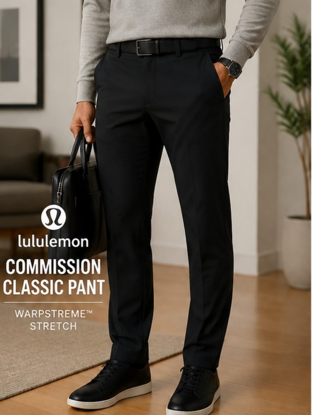 Lululemon Commission Classic Pant Mens 34x30 Black Warpstreme ABC